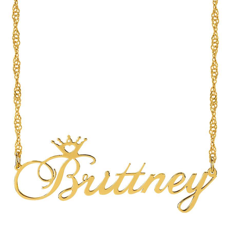 Gold name necklace with on sale crown