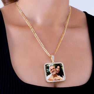 Iced Out Square Photo Pendant