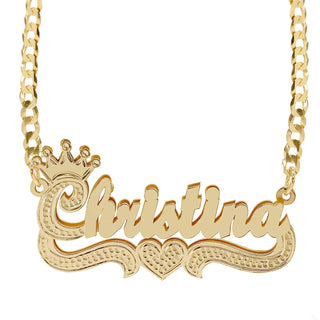 14k Gold over Sterling Silver / Cuban Chain Double Plated Name Necklace "Christina"