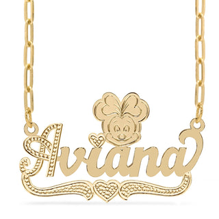 14k Gold over Sterling Silver / Paper Clip Chain Cartoon Nameplate Necklace "Aviana"