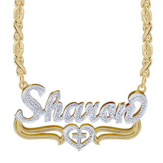 14k Gold over Sterling Silver / Xoxo Chain Copy of Double Plated Nameplate Necklace "Jessica"