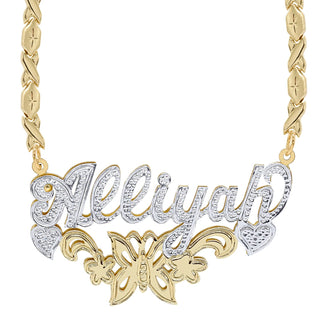 14K Gold over Sterling Silver / Xoxo Chain Copy of Fancy Double Plated Name Necklace "Alexandra"