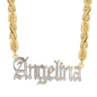 14k Gold over Sterling Silver / Xoxo Chain Custom Double Plated Name Necklace "Angelina"