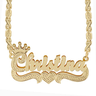 14k Gold over Sterling Silver / Xoxo Chain Double Plated Name Necklace "Christina"