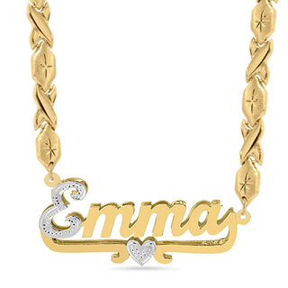 14k Gold over Sterling Silver / Xoxo Chain Double Plated Name Necklace "Emma"