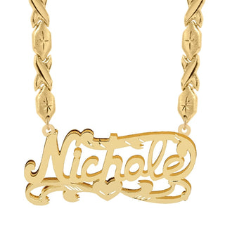 14k Gold over Sterling Silver / Xoxo Chain Double Plated Name Necklace "Nichole" w/  Diamond-cut