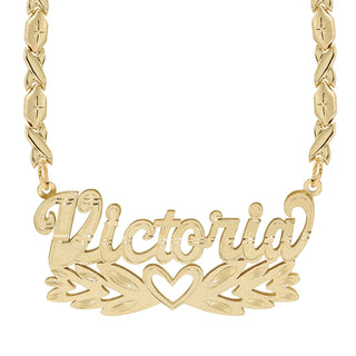 14k Gold over Sterling Silver / Xoxo Chain Personalized Double Nameplate Necklace "Victoria"