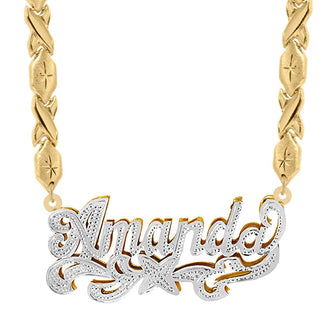 14k Gold over Sterling Silver / Xoxo Chain Personalized Double Plated Name Necklace "Amanda"