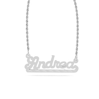 Personalized Name necklace with  Diamond Cut and Satin Finish "Andrea"