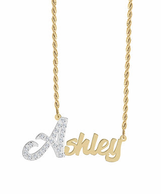 Iced Out Single Plated Nameplate Necklace "Ashley"