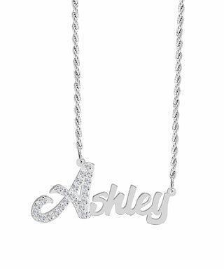Iced Out Single Plated Nameplate Necklace "Ashley"