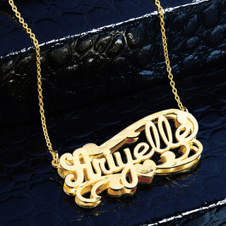 Double Plated Name Necklace "Nichole" w/  Diamond-cut