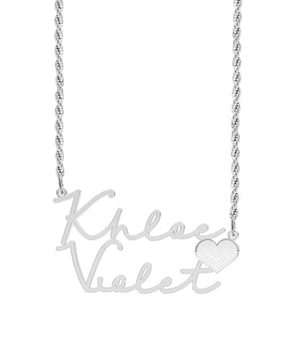Khloe & Violet Heart Name Necklace