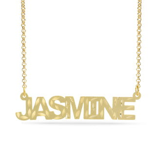 Personalized Name necklace with  Diamond Cut and Satin Finish "JASMINE"