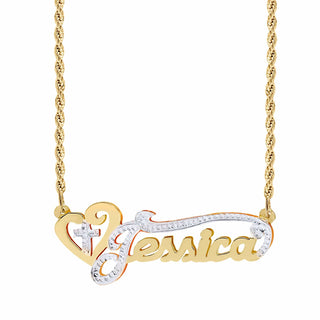 Double Plated Nameplate Necklace "Jessica"