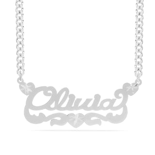 Personalized Name necklace with Satin and Heart "Olivia"