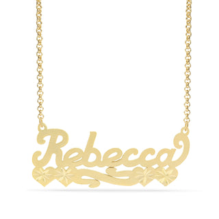Personalized Name necklace with Satin and Hearts "Rebecca"