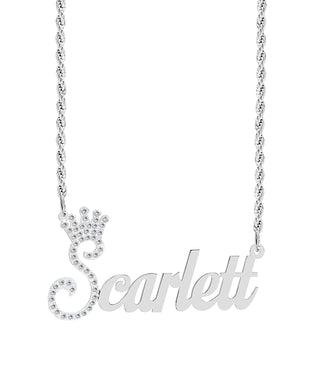 Iced Out Single Plated Nameplate Necklace "Scarlett"