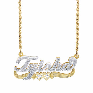 Custom  Double Script Name Plate With Beading "Tyisha"