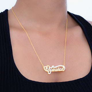 Double Plated Nameplate Necklace "Jessica"