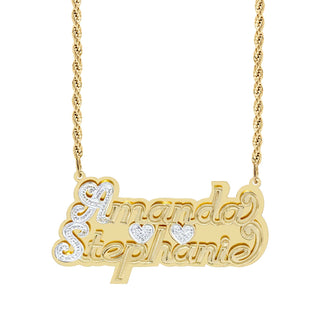 Double Plated Nameplate Necklace "Couples"