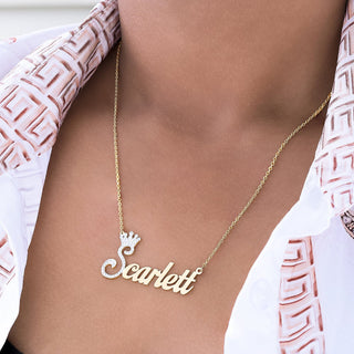 Iced Out Single Plated Nameplate Necklace "Scarlett"