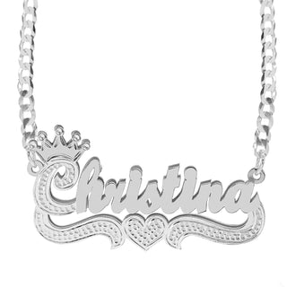 Sterling Silver / Cuban Chain Double Plated Name Necklace "Christina"