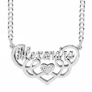 Sterling Silver / Cuban Chain Fancy Double Name Necklace