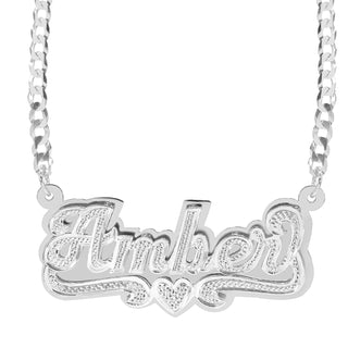 Sterling Silver / Cuban Chain Personalized Double Plated Name Necklace "Amber"