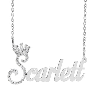 Sterling Silver / Link Chain Copy of Personalized Birthstone Necklace with Crown "Justin"
