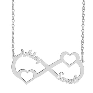 Sterling Silver / Link Chain Personalized Couple Names Necklace