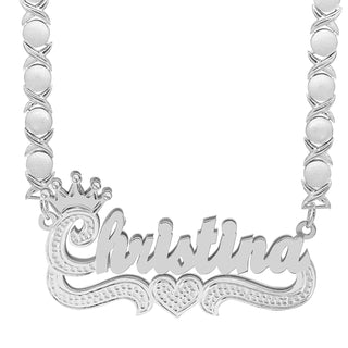 Sterling Silver / Rhodium Xoxo Chain Double Plated Name Necklace "Christina"