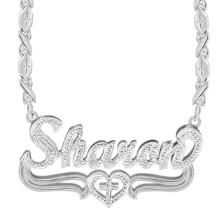 Sterling Silver / Xoxo Chain Copy of Double Plated Nameplate Necklace "Jessica"