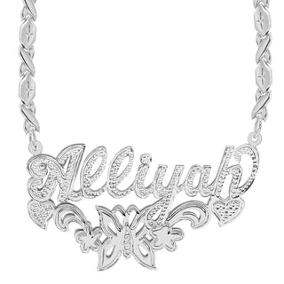 Sterling Silver / Xoxo Chain Copy of Fancy Double Plated Name Necklace "Alexandra"
