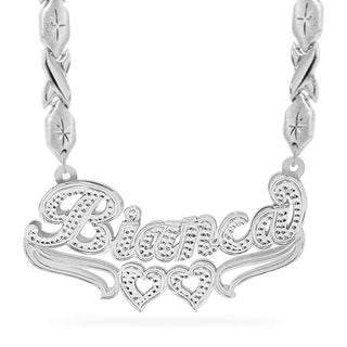 Sterling Silver / Xoxo Chain Double Plated Nameplate Necklace "Bianca"