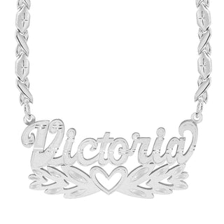 Sterling Silver / Xoxo Chain Personalized Double Nameplate Necklace "Victoria"
