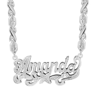 Sterling Silver / Xoxo Chain Personalized Double Plated Name Necklace "Amanda"