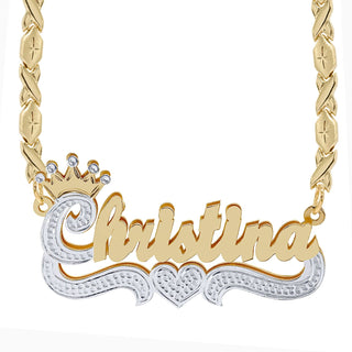 Two-Tone Sterling Silver / Xoxo Chain Double Plated Name Necklace "Christina"