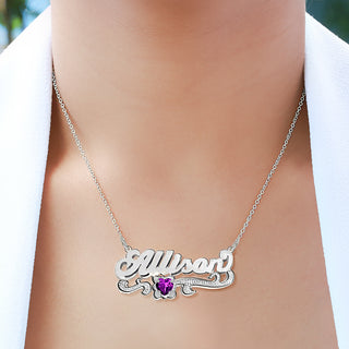 Double Plated Name "Allison" Necklace with Birthstone