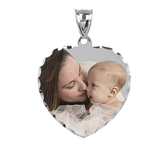 Sterling Silver 7/8" Heart Color Photo Pendant