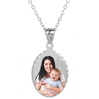 Sterling Silver Oval Color Photo Pendant
