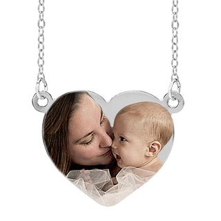 1" Heart Color Photo Pendant Split